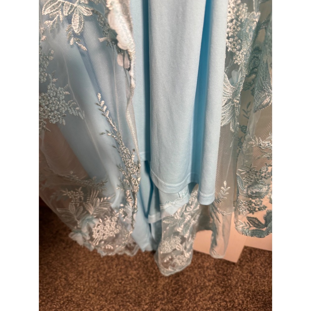 Lulus Light Blue Floral Lace 3D Applique Bustier Maxi Dress Formal Evening Prom - Picture 7 of 16
